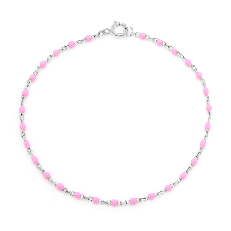 classic bracelet for women-Candy Chain Anklet | Bubblegum & Silver