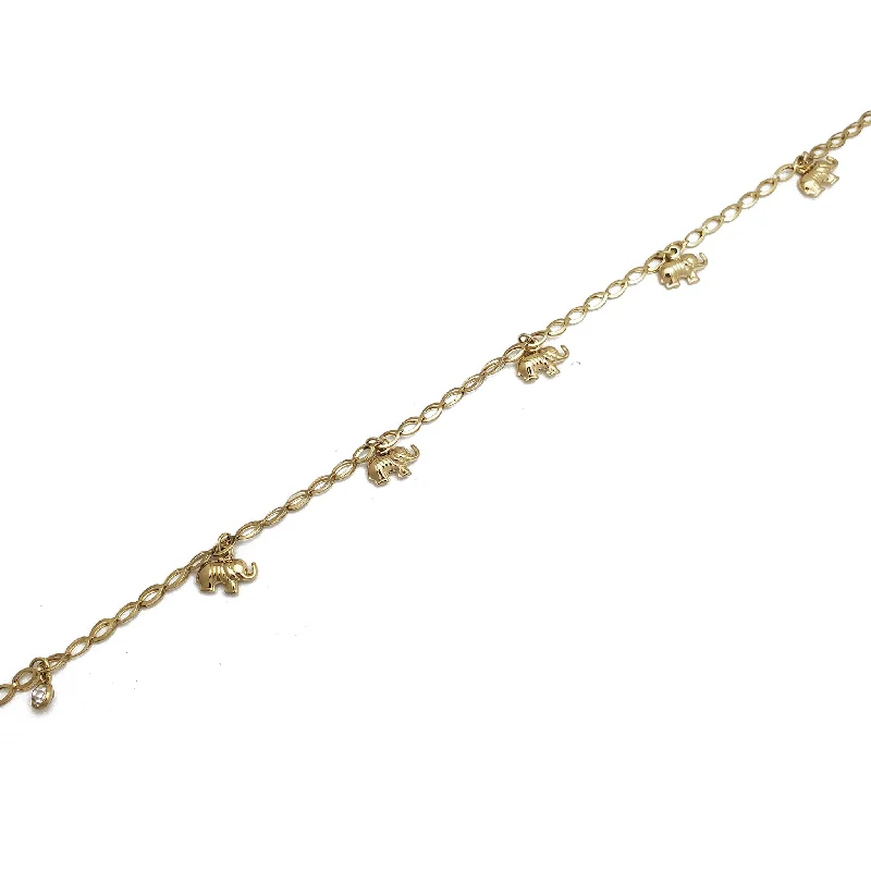 romantic bracelet for women-Elephant CZ Anklet (14K)