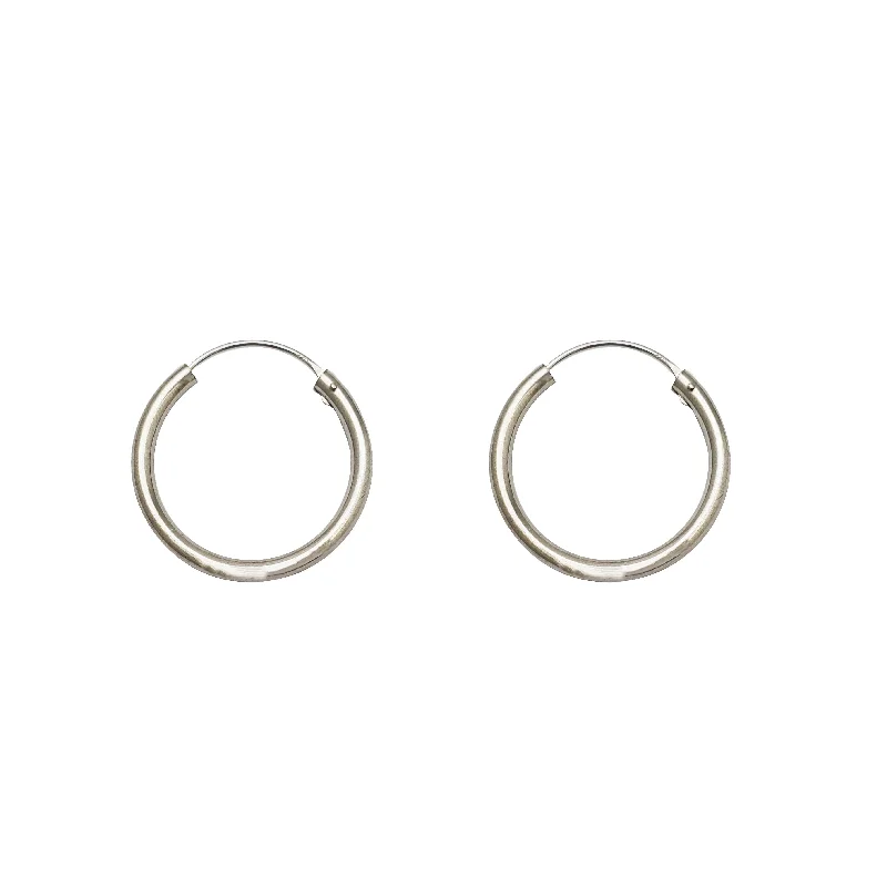 dangling earrings for women-[Seamless] Plain Hoop Earrings (Silver)