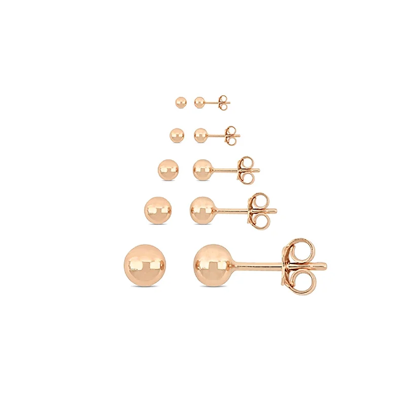 dangle earrings for women-Rose Gold Ball Stud Earrings (14K)