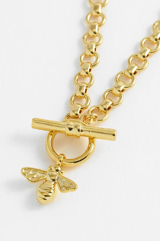 angel wing necklace for women-Bumble Bee T-Bar Chain