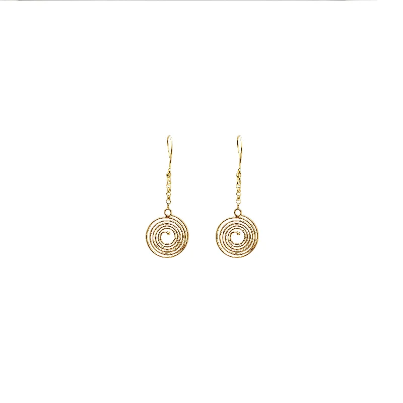 statement stud earrings for women-Snail Shell Dangling Earrings (14K)