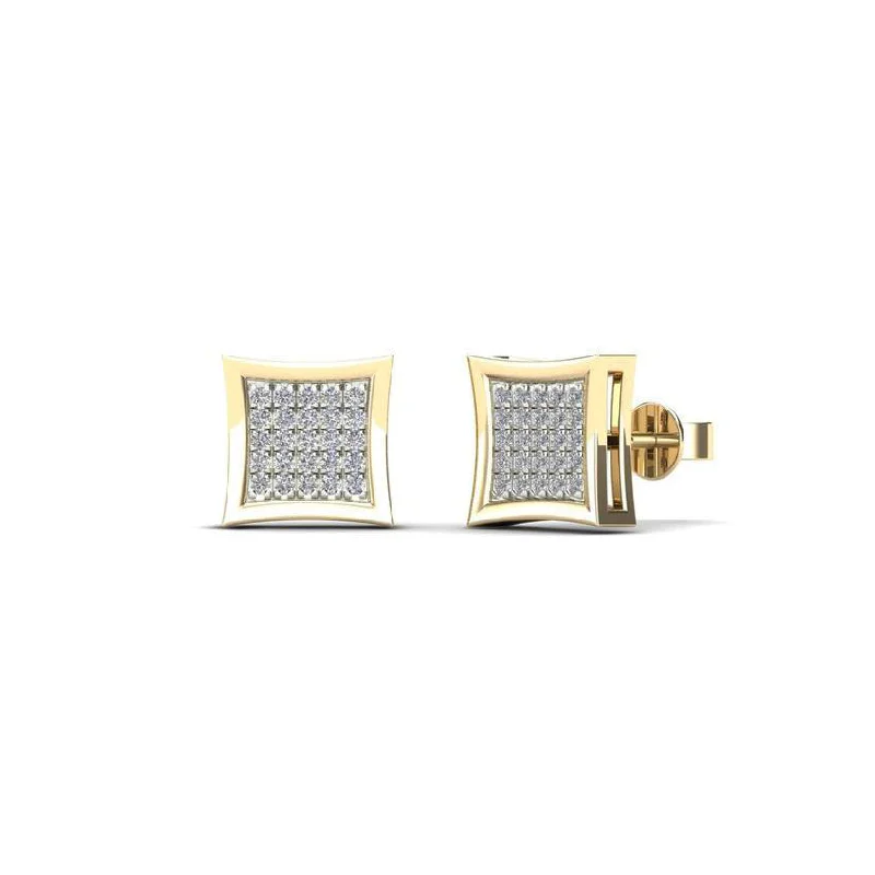 diamond drop earrings for women-Square Diamond Earrings (14K)