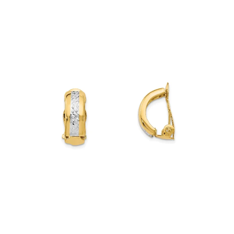 trendy stud earrings for women-Two Tone Non-Pierced Earring (14K)