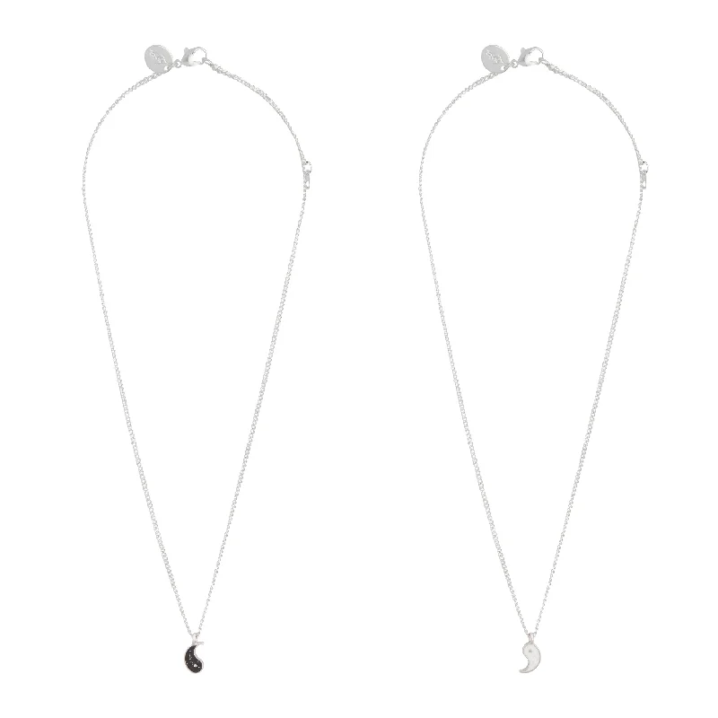 fashion necklace for women-Tear & Share Silver Yin Yang Necklace Pack