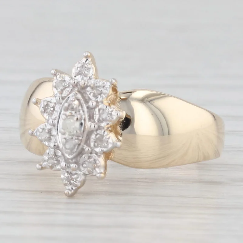 vintage-style platinum engagement rings for women-Diamond Cluster Ring 10k Yellow Gold Size 5.75