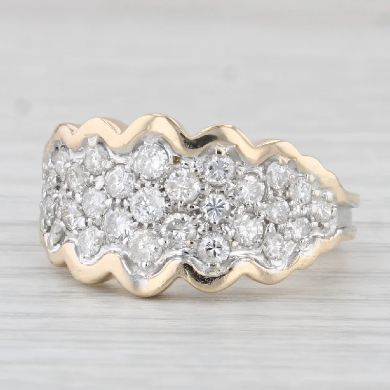 stackable engagement rings for women-0.75ctw Pave Diamond Cluster Ring 14k Yellow Gold Size 6.5 Cocktail