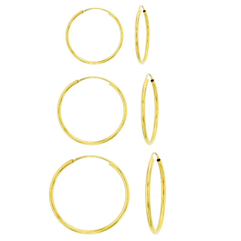 personalized earrings for women-Thin Plain Hoop Earrings (14K)