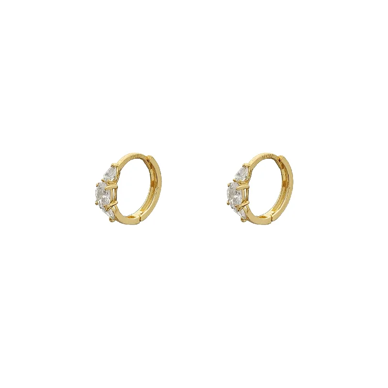 diamond stud earrings for women-Marquise Stone-Set Huggie Earrings (14K)