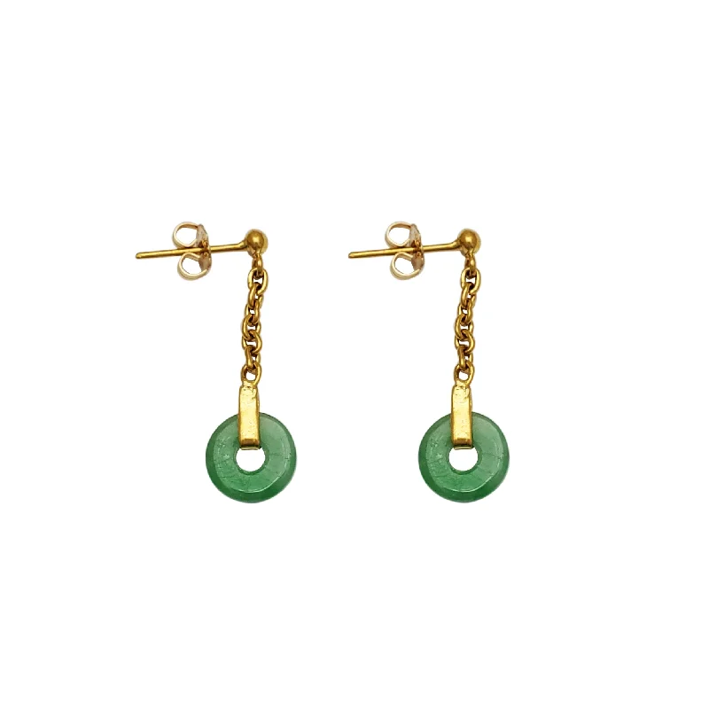 gemstone hoop earrings for women-Hanging Jade Earrings (24K)