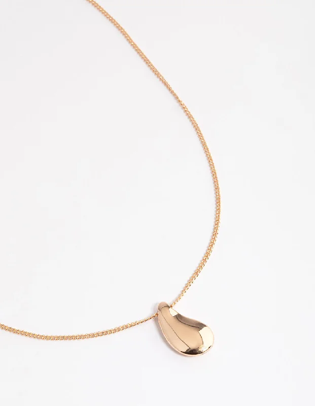 engraved pendant necklace for women-Gold Smooth Pear Pendant Necklace