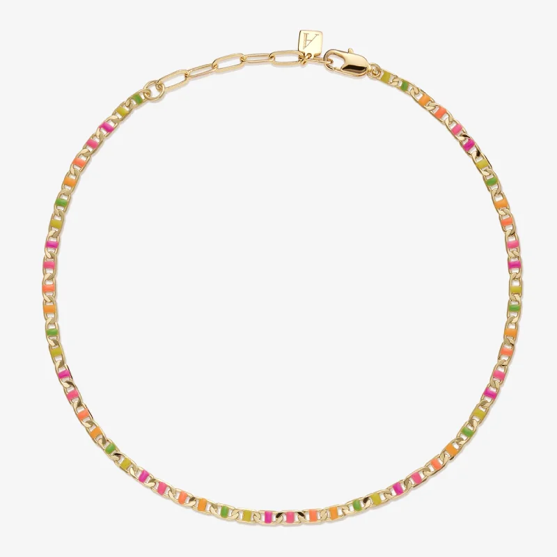 stackable bracelet for women-Lee neon flat chain anklet