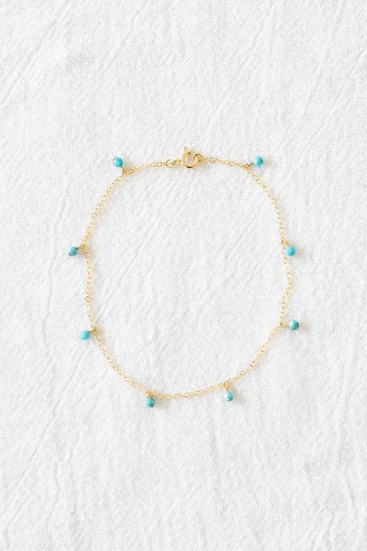 chain anklet for women-Turquoise Drop Anklet