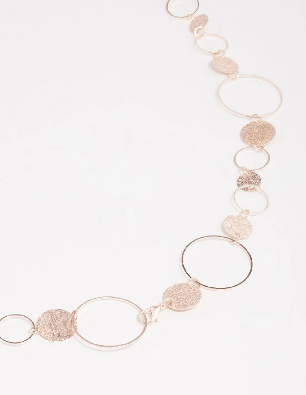 intricate design necklace for women-Rose Gold Stone Circular Chain Necklace