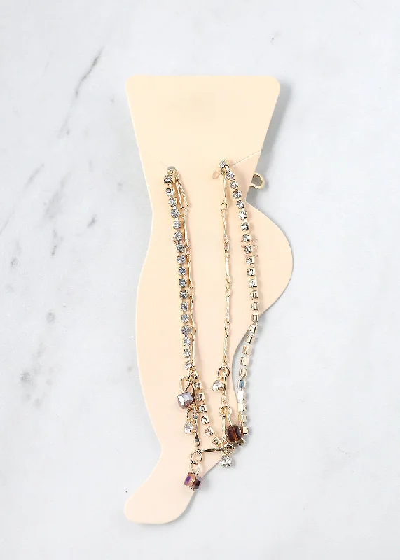 vintage bracelet for women-2-Layer Crystal Beads Anklet