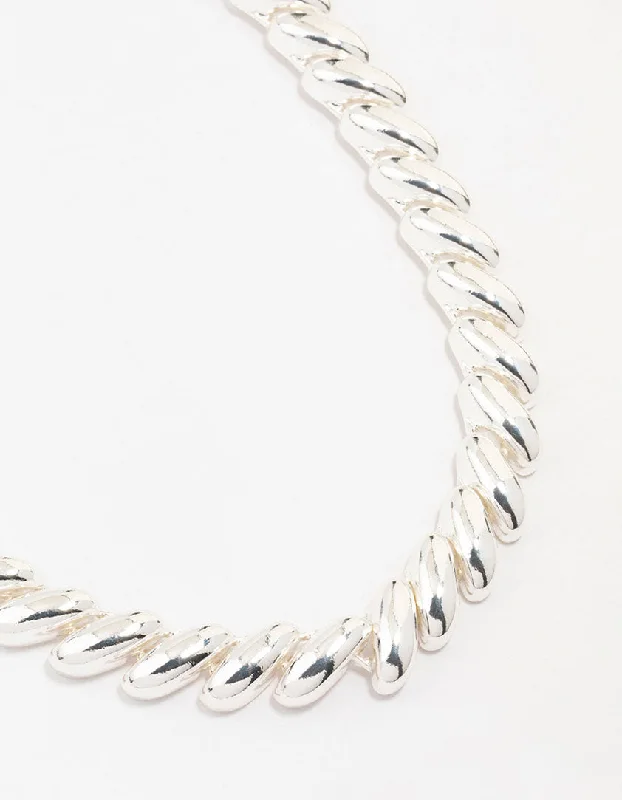 birthstone necklace for women-Silver Chunky Short Necklace