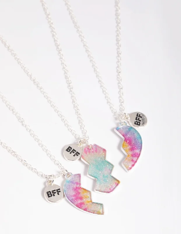 elegant necklace for women-Kids Tie Dye Heart Best Friend Necklace Pack