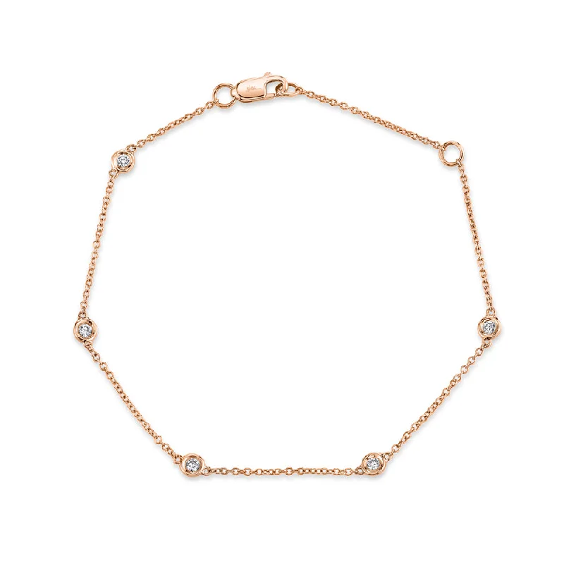 designer anklet for women-Rose Gold Diamond Bezel Anklet