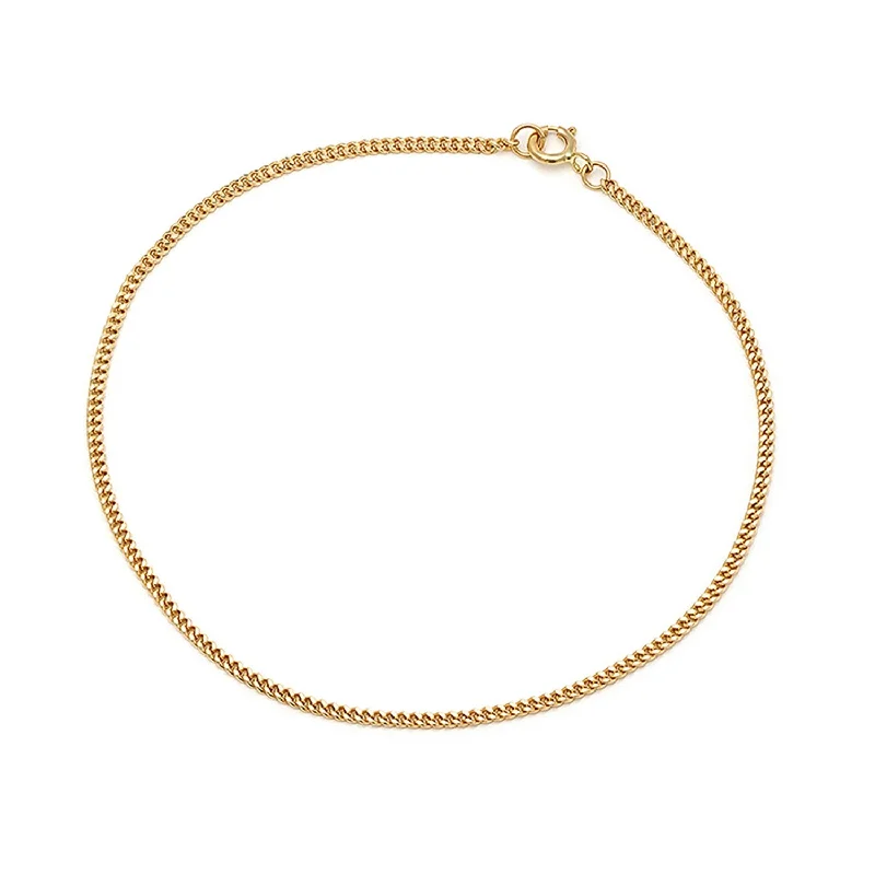 leather anklet for women-Curb Chain Anklet | Solid 14k Gold