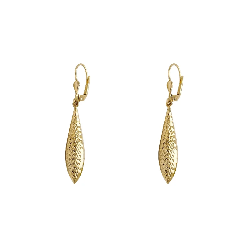 boho earrings for women-Faceted Cuts Drop Earrings (14K)