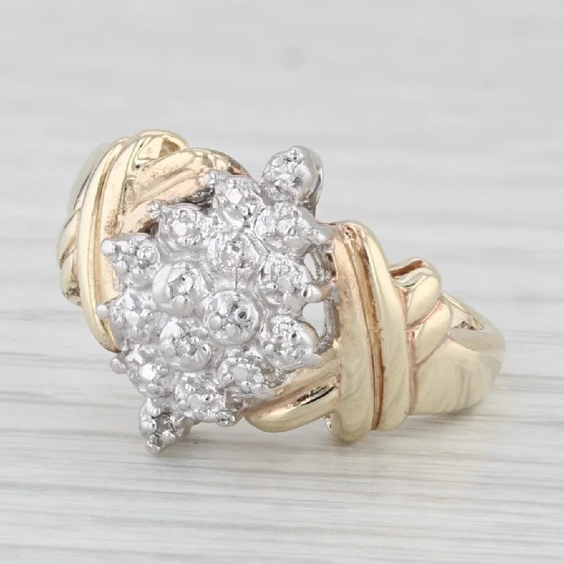 stylish engagement rings for women-Diamond Cluster Ring 10k Yellow Gold Size 6