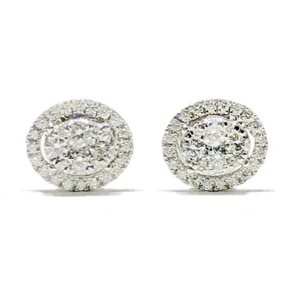 small earrings for women-Oval Diamond Stud Earring (14K)