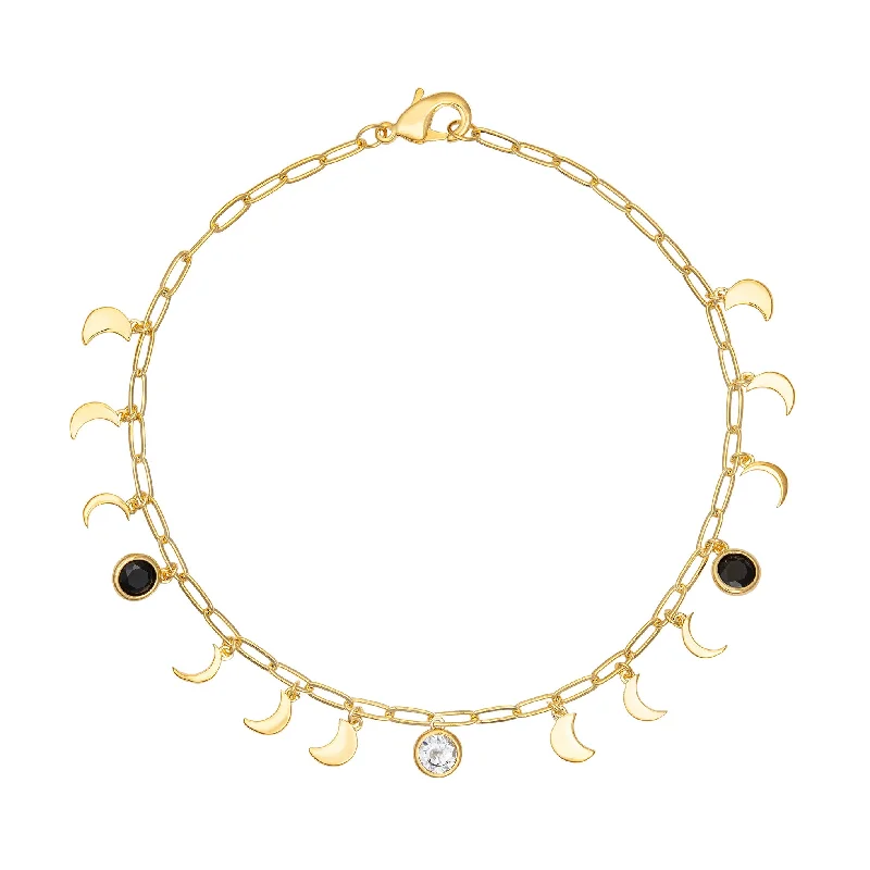 silver charm bracelet for women-Moon Phase Anklet