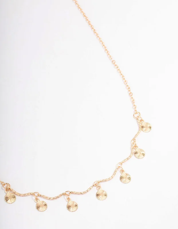 elegant chain necklace for women-Gold Multi Wiggle Disc Necklace