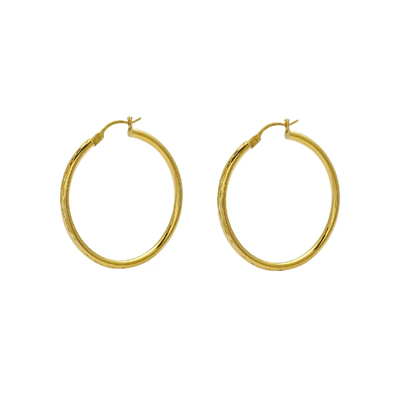 butterfly earrings for women-Diamond-Cut Hoop Earrings (14K)