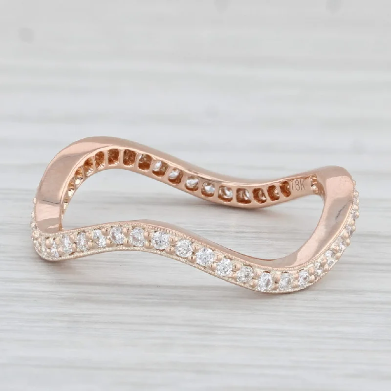 art deco engagement rings for women-New Beverley K 0.35ctw Contoured Curved Diamond Eternity Ring 18k Rose Gold Band