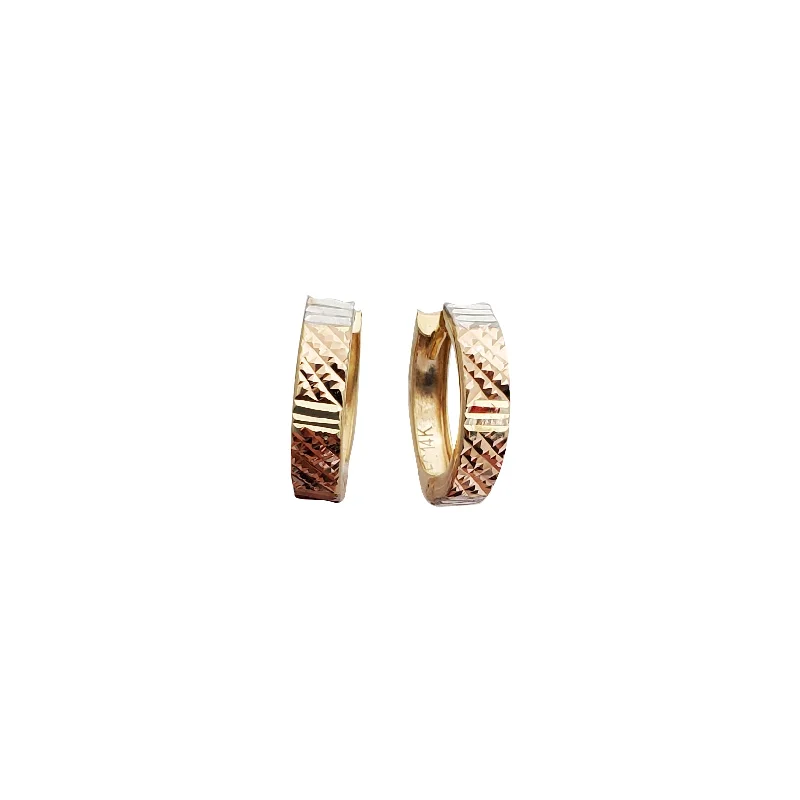 cute hoop earrings for women-Textured Huggie Earrings (14K)