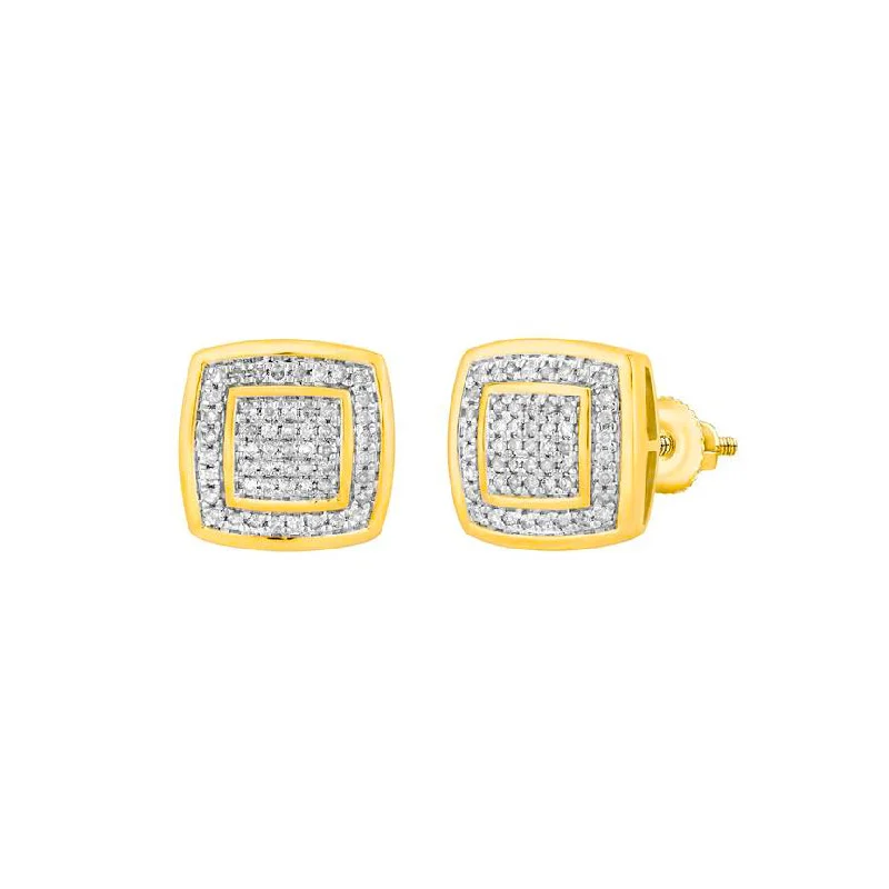 unique stud earrings for women-Pave Diamond Cushion Shape Stud Earrings (14K)