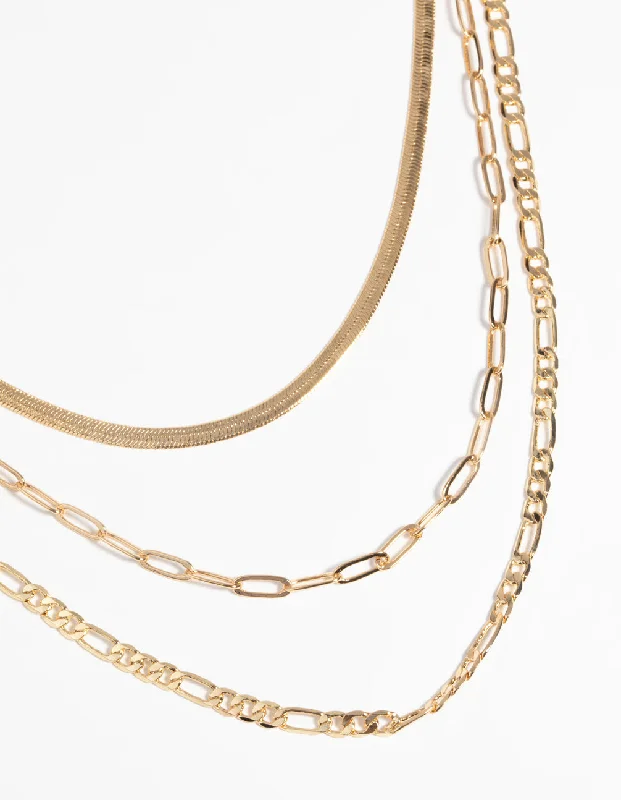 intricate design necklace for women-Gold Plated Chain Necklace Pack