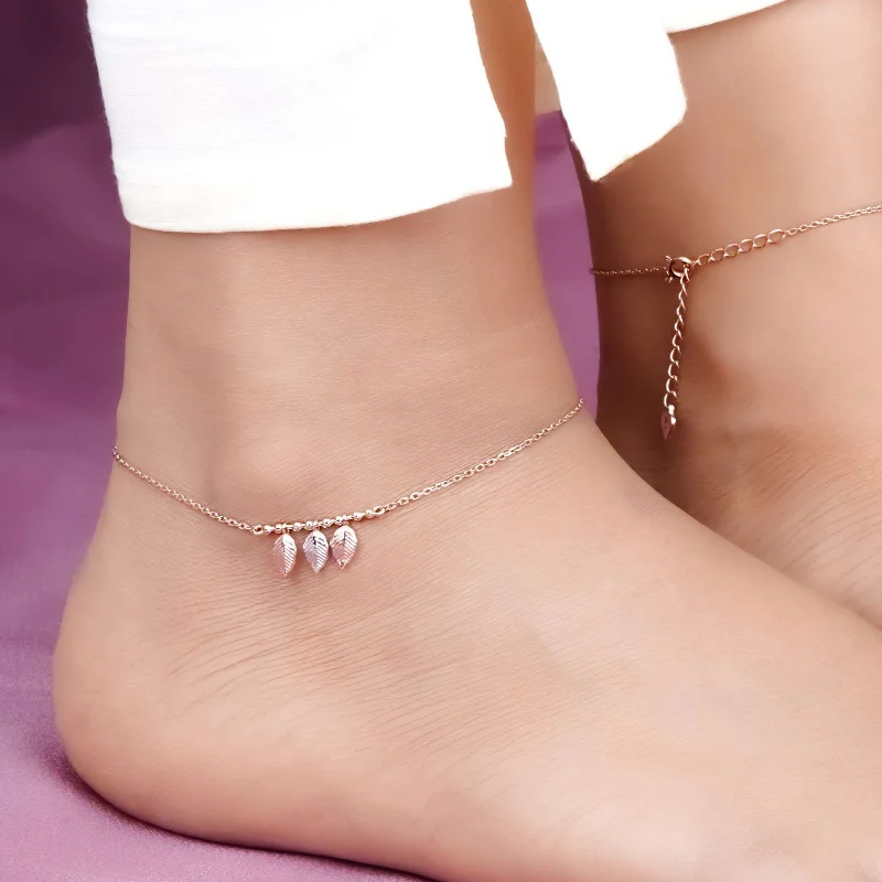 yoga bracelet for women-Leafy Anklet For For Women Double Tone