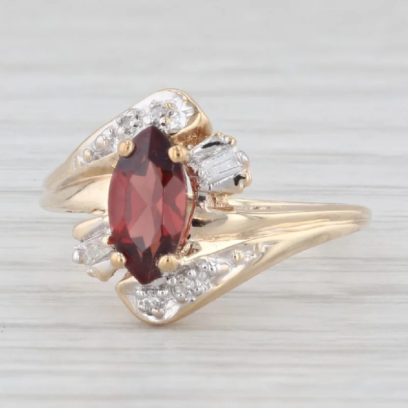 vintage-style platinum engagement rings for women-0.76ctw Garnet Marquise Diamond 10k Yellow Gold Size 4.25 Ring