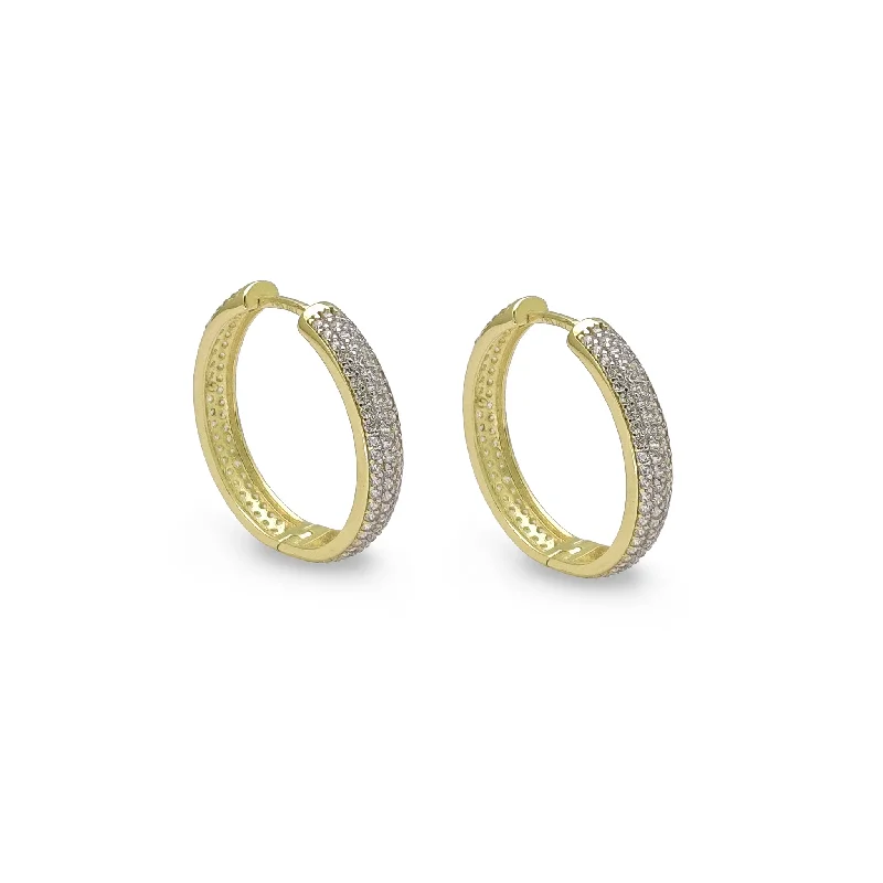 vintage hoop earrings for women-Pave Hoop Earrings (14K)