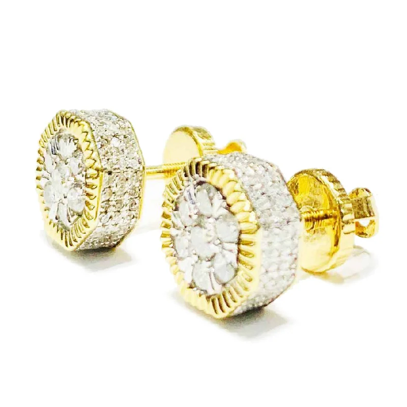 silver hoop earrings for women-Square Diamond earrings (10K).