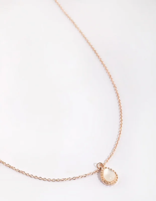 pearl pendant necklace for women-Rose Gold Teardrop Necklace