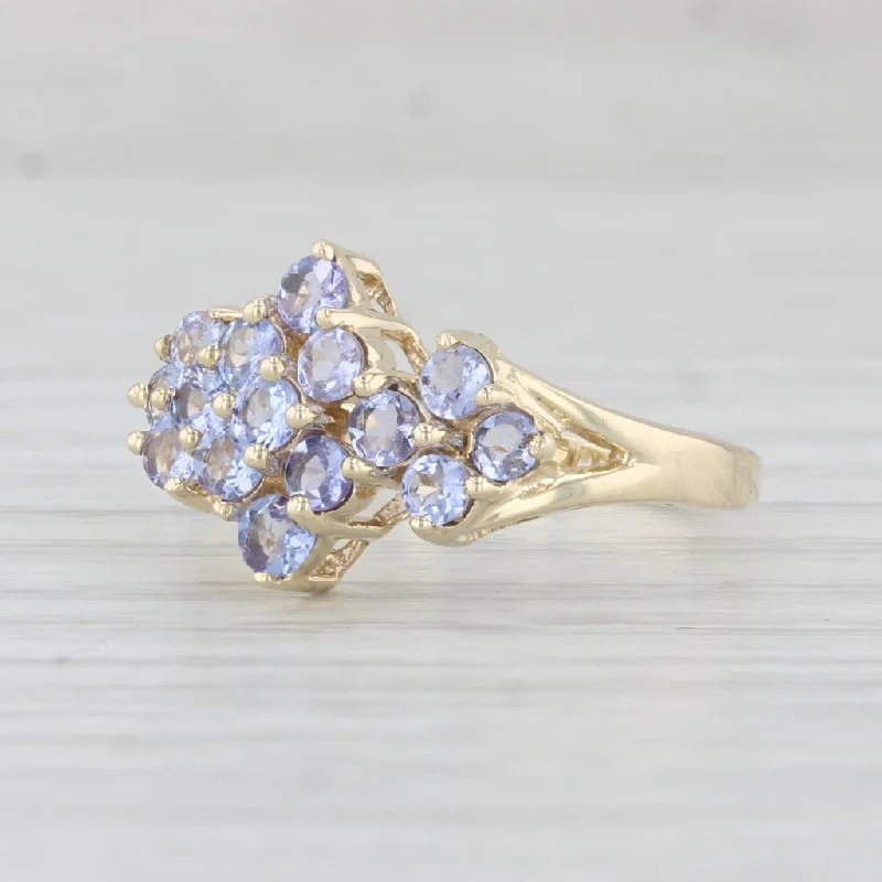 luxury engagement rings for women-1.20ctw Tanzanite Cluster Ring 10k Yellow Gold Size 7.25