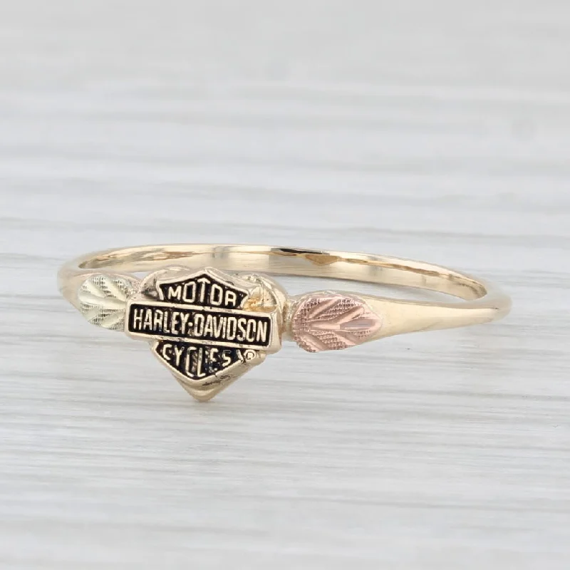 vintage diamond engagement rings for women-Harley Davidson Motorcycles Logo Signet Ring 10k Yellow Gold Size 8 Stamper