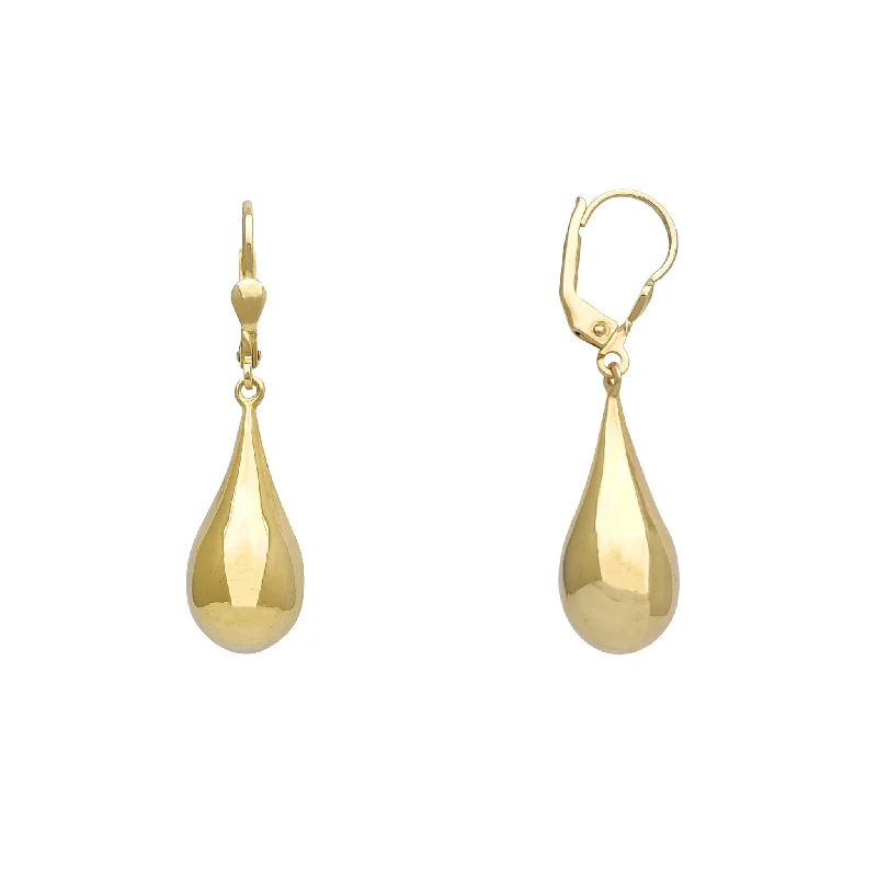 statement stud earrings for women-Plain Teardrop Hanging Earrings (14K)