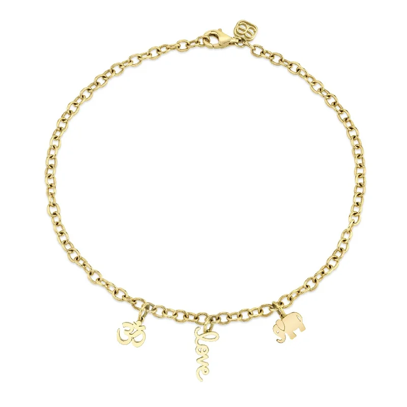 cute anklet for women-Pure Gold Multi-Charm Anklet