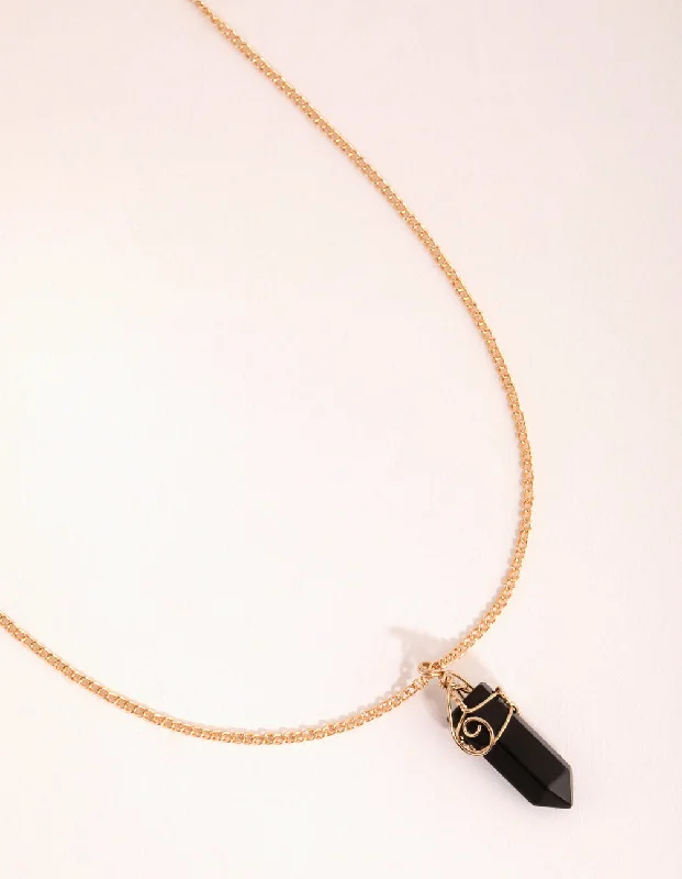 vintage necklace for women-Gold Curled Wrap Shard Necklace