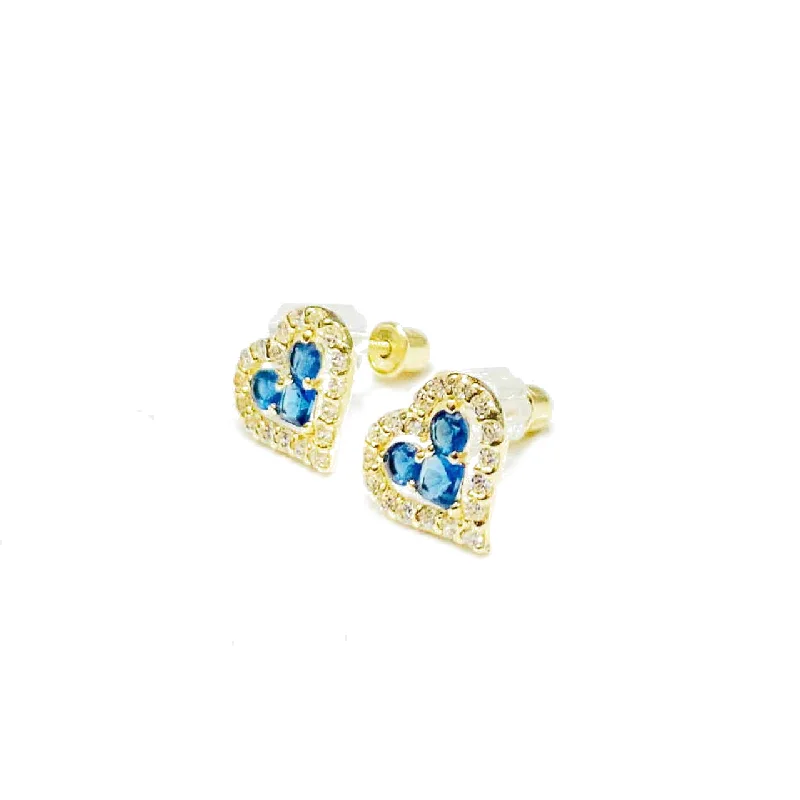 diamond hoop earrings for women-Little Heart CZ Earrings (14K)