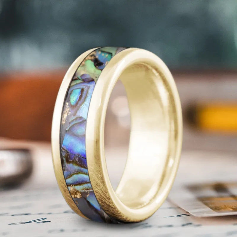 matching ring for women-Custom Design - Single Inlay Ring nSD3-Zc45YfGDLHHyJTqvDFN