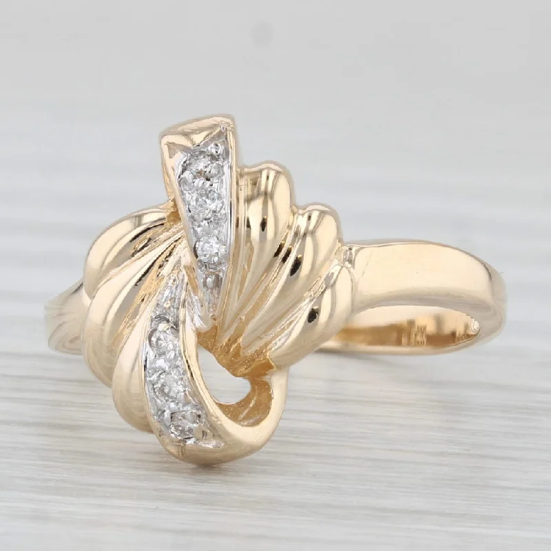 white gold engagement rings for women-Diamond Knot Ring 14k Yellow Gold Size 6