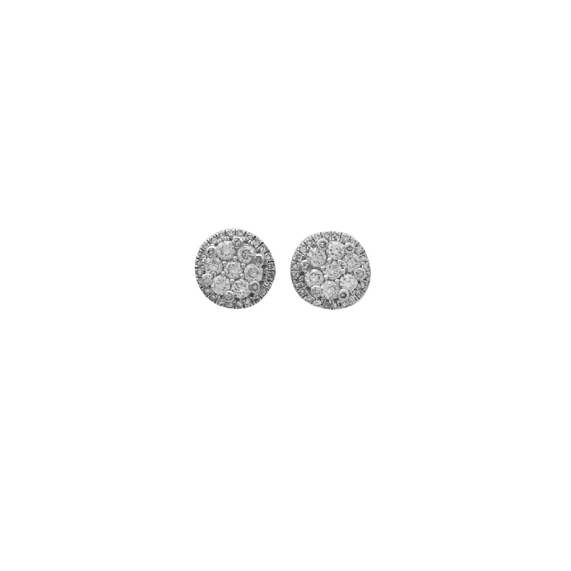 large stud earrings for women-White Gold Diamond Cluster Stud Earrings (14K)