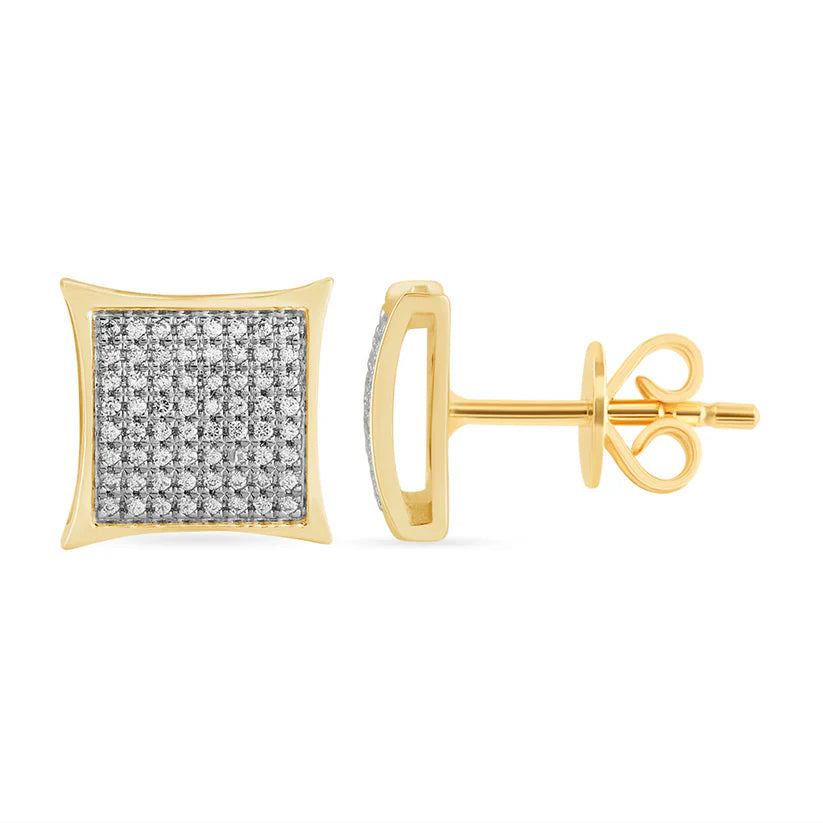 minimalistic earrings for women-Diamond Square Stud Earrings (14K)