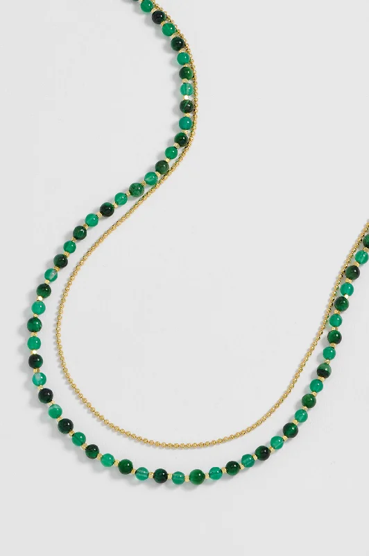 bold necklace for women-Gemstone Duo Necklace