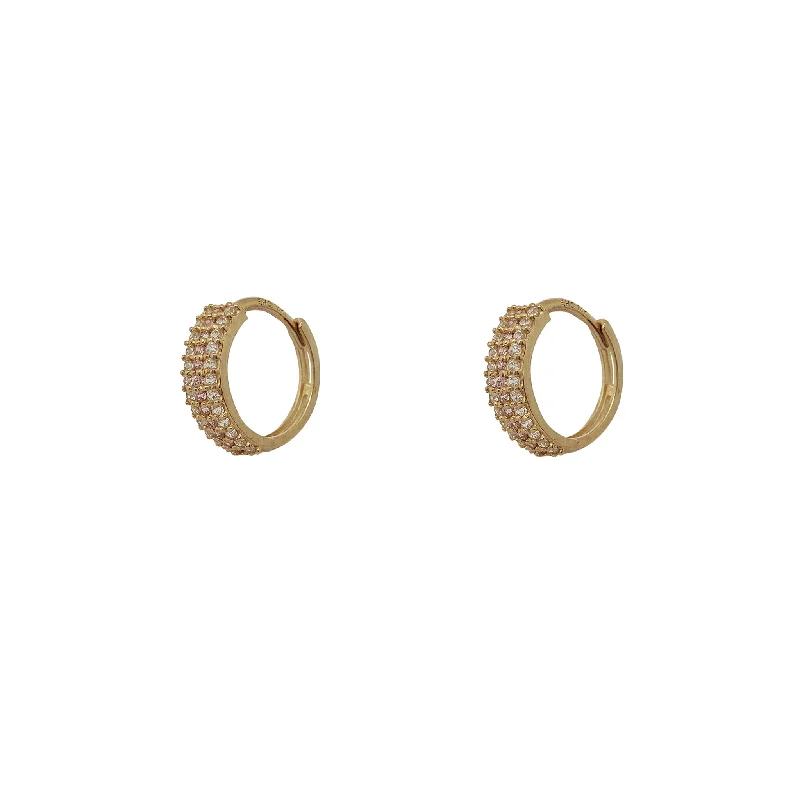 multi-layer earrings for women-CZ Huggie Earrings (14K)